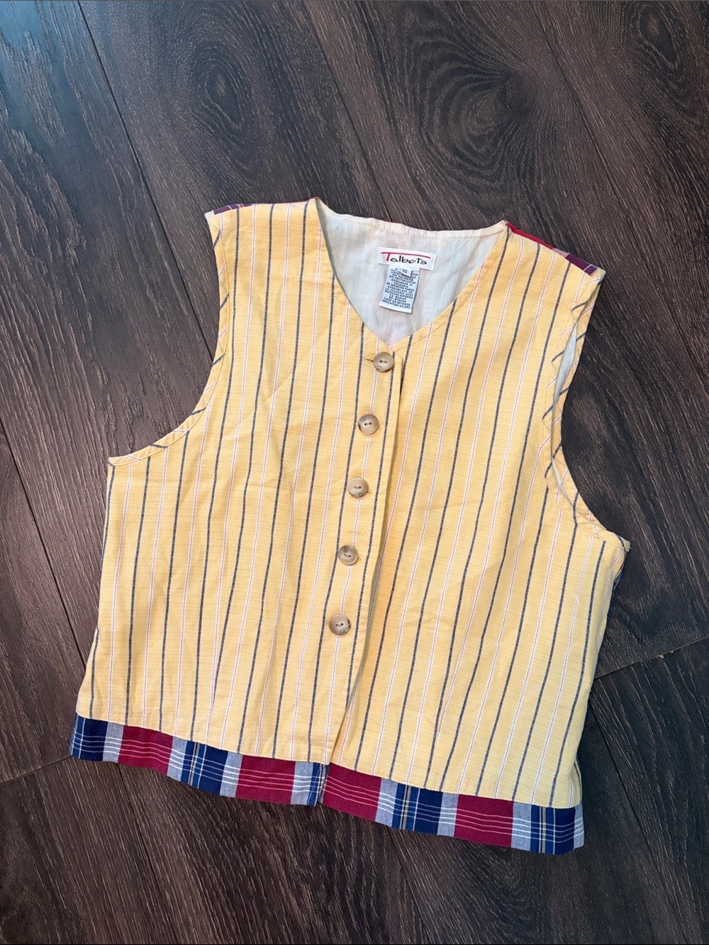 Vintage Talbots striped plaid vest size small preppy retro